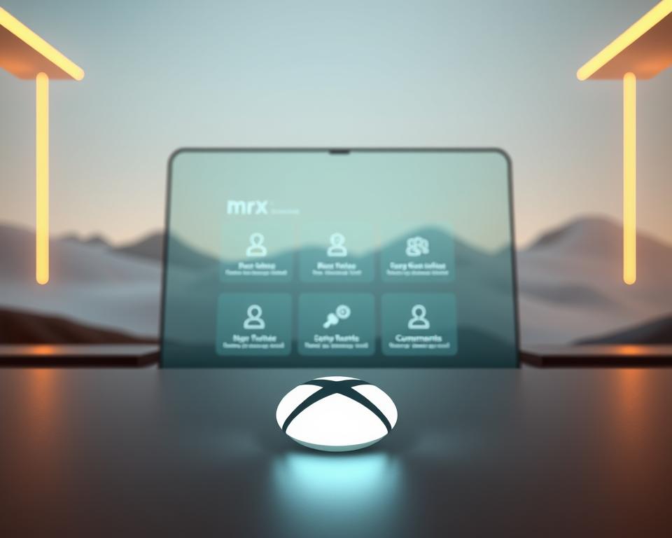 A detailed, contemporary rendering of "Microsoft Xbox Game Pass Feedback" with a modern, clean aesthetic. In the foreground, a sleek, minimalist MrX logo casts a soft glow, hinting at the brand's innovation. The middle ground features an array of user feedback icons - reviews, ratings, and comments - displayed on a translucent, tablet-like interface. The background depicts a serene, futuristic landscape with subtle neon accents, evoking a sense of progress and technological advancement. The lighting is warm and diffused, creating a calming, professional atmosphere. Captured with a wide-angle lens to emphasize the depth and scale of the scene.